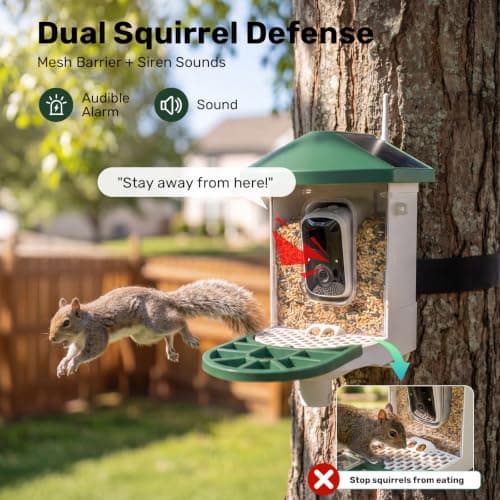 HARYMOR Smart Bird Feeder with Camera Solar Powered, 2K HD Live Video, 10,000+ Bird Species AI Identification, Wild Bird House Feeders for Outdoors, Instant Arrival Alerts, Ideal Gift for Bird Lovers view 3
