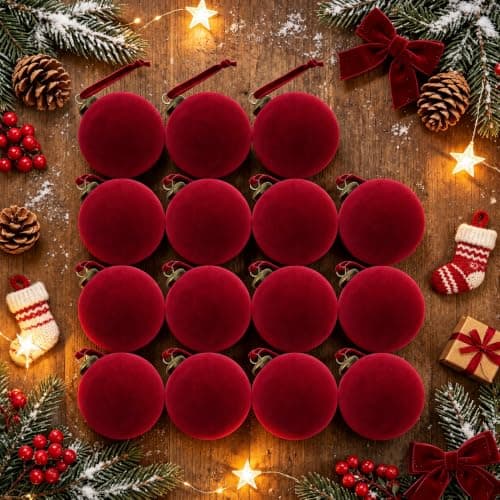 15 Pcs Red Velvet Christmas Ball Ornaments,3.15 Christmas Hanging Ornaments — image 1