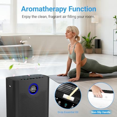 Air Purifiers for Home Large Room Up to 2216 Ft², Cobectal Pet Air Cleaner with 3-in-1 Filter, PM2.5 Air Quality Sensor, Aroma Function, Room Air Purifier for Home, Office, RVs, Black view 5