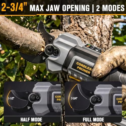 2-3/4" Cordless Pruning Shears Compatible with DeWalt 20V MAX Battery | Brushless Motor Electric Pruner for Gardening , SK5 Non-Stick Blades, Dual Cutting Modes, LED Display (Battery Not Included) view 3