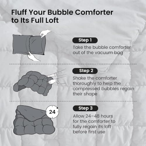 Amélie Home Queen Bubble Comforter Set, Soft, Charcoal Grey, 3-Piece view 3