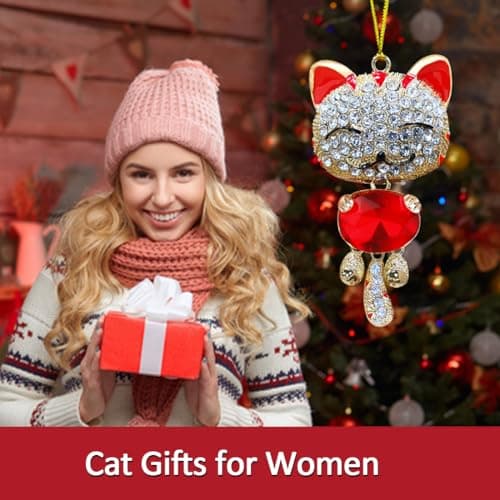 Cat Ornaments for Christmas Tree, Metal Cats Ornament with Rhinestone, Kitten Ornament, Personalized Pet Ornaments- Cat Lovers Gifts for Women, Owner, Mom view 2