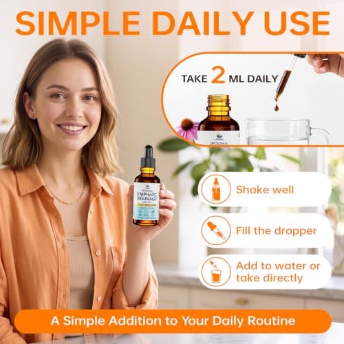 26-in-1 Lymphatic Drainage Drops, Fluid Balance & De-Puff, Lymph Support*, Herbal Liquid Formula with Cleavers, Echinacea, Dandelion & Prickly Ash Bark, Alcohol-Free, Vegan, 1 Pack(2 Fl Oz) view 6