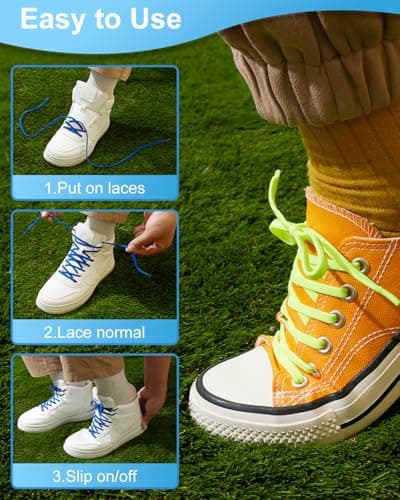 Neo-wows Elastic Shoe Laces, 2 Pairs No Tie Stretch Shoelaces for Sneakers, Slip On Laces for Kids & Adults view 6