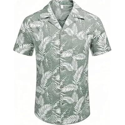 Men's Hawaiian Shirt Funky Blue Beach Printed Tropical Beach Shirt Casual Button Down Short Sleeve Floral Shirts Tops
