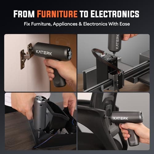 Electric Screwdriver Set - 4V Cordless Screwdriver Rechargeable 2500mAh - 5 Torque Settings Power Screwdriver 250RPM 5N·m Max - Tools for Furniture Electrical Repairs - LED, 15 S2 Metal Bit, 1/4" Hex view 6