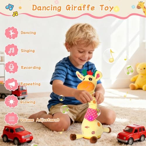 LLUKEME Dancing Giraffe Toy Stuffed Animal Toddlers Gifts for Baby Toys Singing Song Toddlers Toy Repeats What You Say Glowing Musical Toy for Baby Birthday Gift Groovy Giraffe Toy view 3