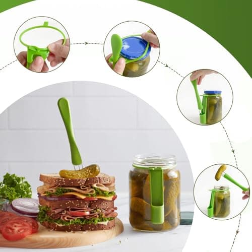 Iosjeude Pickle Fork -2 Pack pickle grabber, olive fork pickle with Rubber Apron for Pickles, Dishwasher Safe, kitchen gadgets pickle gifts pickle forks for the jar pickle holder view 3