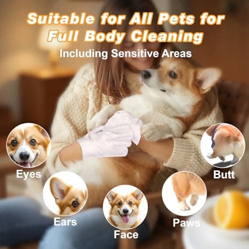 GIXSEGIE Pet Glove Wipes for Dogs and Cats, Deodorizing Cleaning Gloves, Hypoallergenic Coconut Oil Grooming Wipes, Individually Wrapped, for Pet Dry Cleaning, Daily Care and Travel, 9 Pcs view 5