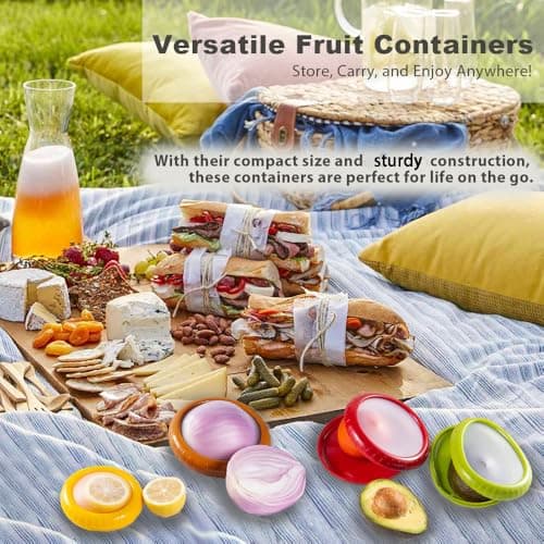 Iosjeude Set of 4 Reusable Storage Containers Avocado Saver Onion Keeper Tomato Holder Fruit Saver Fruit Organizer Soft Shell Food Container for Fridge Keep Fresh view 4