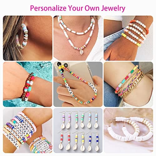 Sistenia 20,000 Pcs Clay Beads Bracelet Making Kit, 120 Colors 6 Boxes Polymer Beads Spacer Heishi Beads & Jewelry Kit with Pendant Charms Elastic Strings, Crafts Gift for Kids Adults view 5