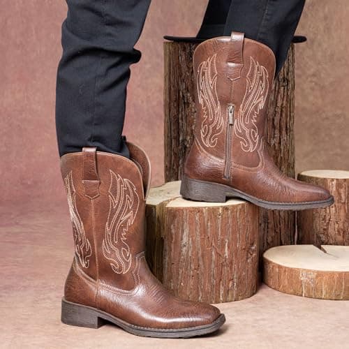 Jousen Cowboy Boots for Men Embroidery Men's Western Boots Retro Square Toe Mens Boot Botas Vaqueras Para Hombre view 7