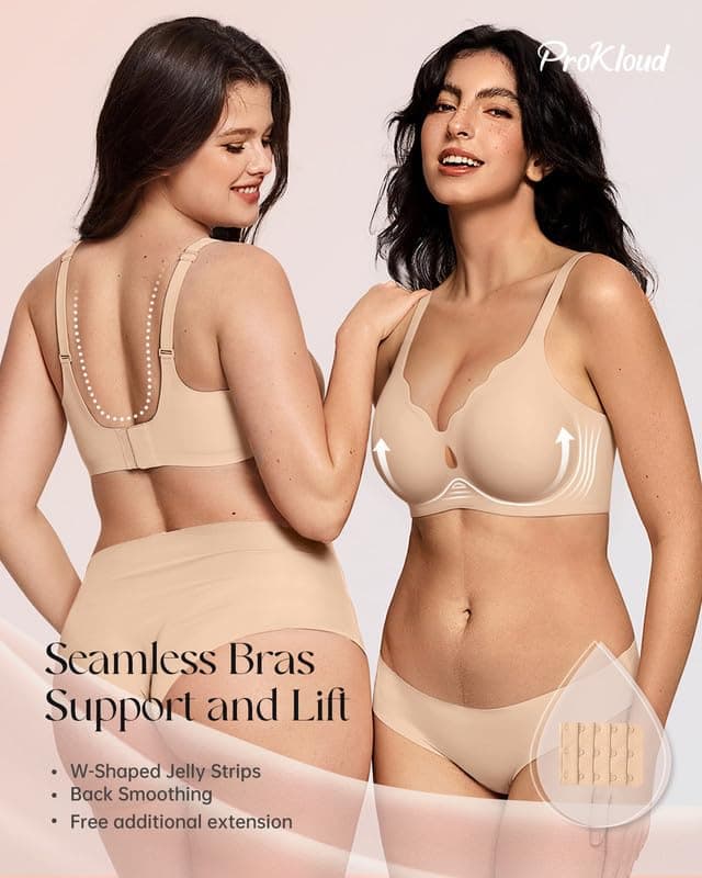 ProKloud Wireless Bras for Women Wave Push Up No Underwire Bralettes Seamless Full Coverage Support Lift Everyday Bra view 3