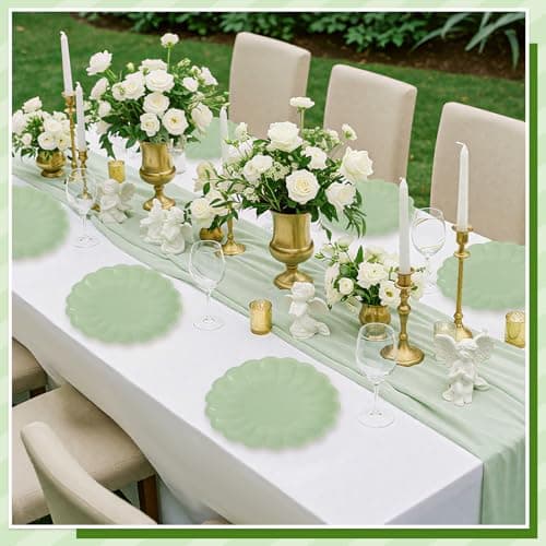 NatNarr 30 Pcs Sage Green Paper Plates 9.5 In Green Plates Disposable Heavy Duty Scalloped Party Plate with Shell Edge for Wedding Birthday Bridal Shower Baby Shower view 2