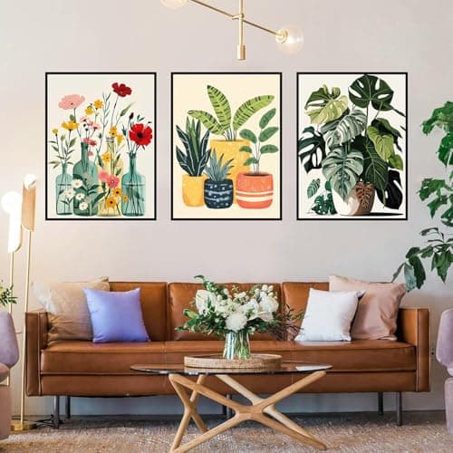 Axquilon 3 Packs Green Plants Paint by Numbers Kit for Adults - Adult Paint by Number Kits on Canvas, Easy Adults' Paint-by-Number Kits for Gift Home Wall Decor 12x16in view 3