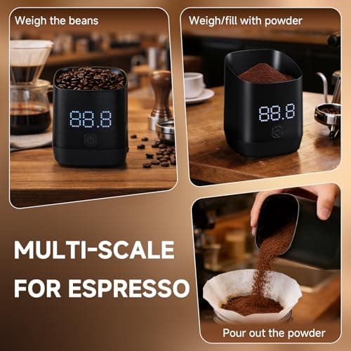 Digital Coffee Scale, Digital Coffee Bean Dosing Cup, 0.1g High Precision Mini Coffee Scale for Pour Over, Espresso, and French Press, Rechargeable Coffee Scale with LED Display, Tare Function view 5