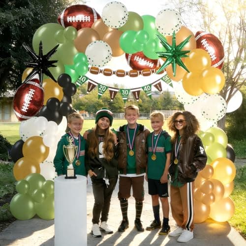 Football Party Balloon Decorations Set,Football-themed Supplies for Indoor/Outdoor Super Bowl & Playoffs Celebration, Football Birthday Decorations graduation for Boys, Mens view 4