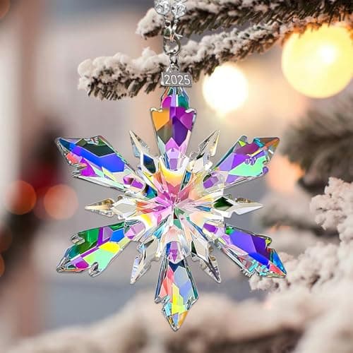 2025 Annual Edition Crystal Christmas Ornaments, Snowflake Star Ornaments for Christmas Tree, Beautiful Colorful Ornament Gifts for Family Friends view 5