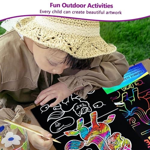 JUNQIU Scratch Art for Kids, Rainbow Scratch Paper Art Set - Unicorn, Arts and Crafts for Girls Boys Ages 4-8, Kid Activity & Christmas Crafts, Stocking Stuffers for Kids view 6