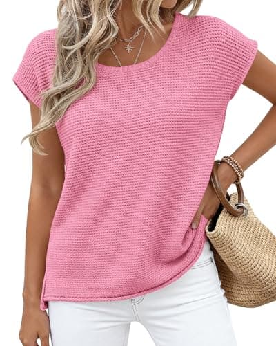 BTFBM Sweater Vest Women 2026 Spring Summer Cap Sleeve Crew Neck Casual Loose Business Tops Western Vacation Outfits view 3