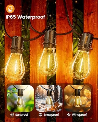 Torkase Outdoor String Lights 120FT S14 Patio Light 30+2 S14 Edison Bulbs 2200K Waterproof Connectable Dimmable Hanging Lights for Cafe Deck Party view 6