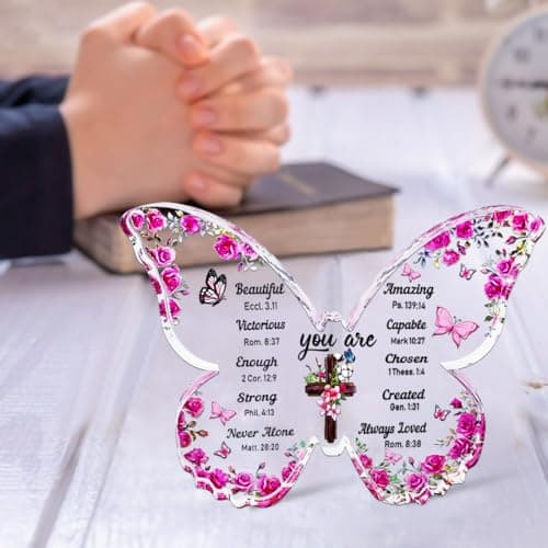 YXOTJHS Christian Gifts for Women, Butterfly Inspirational Gifts for Friends, Religious Spiritual Gifts for Her Mom Girl Coworker Sister, Birthday Gift for Women - Acrylic Plaque view 5
