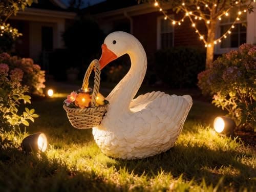 8 Inch Porch Silly Baby  Goose  Resin Statue Outdoor - Solar — image 1