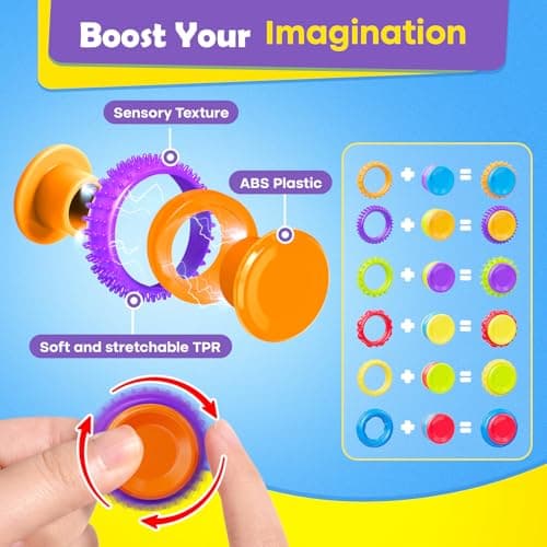 LESONG Fidget Sensory Toys for Kids: Textured Finger Spinners 18 Pack for Autism Kids - Fidgets for Students Classroom Prizes - Gifts Stocking Stuffers for Boys Girls view 4