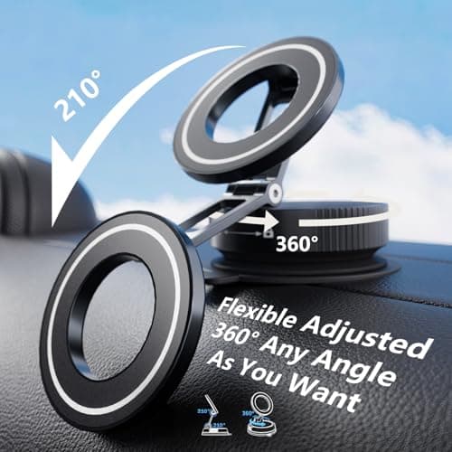 TBCR Vacuum Suction Cup Phone Mount, 360° Adjustable Magnetic Phone Holder for Car – [89+lbs Strongest Suction & 2800gf Magnetic] Swivel Lock for Car/Gym/Mirror/Shower view 4