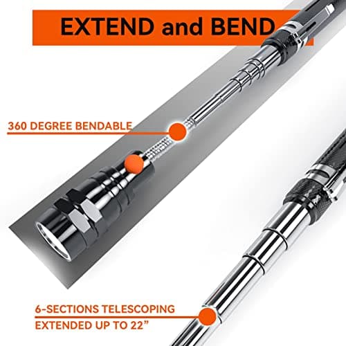 VIBELITE Gifts for Men, Magnetic Pickup Tool with LED, Telescoping Magnet Flashlight, Cool Gadgets Birthday Gifts for Him, Dad, Teen Boys, Husband, Handyman, Boyfriend, Mens Gifts, Black view 4