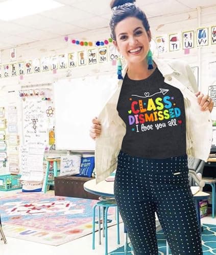 Last Day of School Shirt: Teacher T-Shirt Women Class Dismissed Shirts Teacher Life Tee School Graduation Casual Top view 6