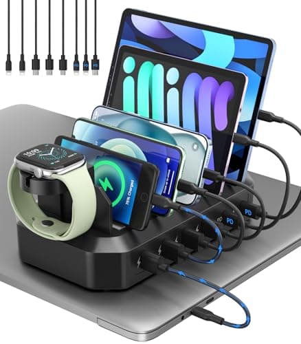 95W Fast Charging Station for Multiple Devices, 6-Port USB Charging Dock — image 1