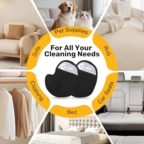 Anoodi 2 Pack Pet Hair Removal Gloves, Reusable Electrostatic Magic Brush Glove for Dogs Cats Grooming, Pet Hair Mitt Remover Tool for Furniture, Clothing, Couch, Carpet, Car Seats view 4