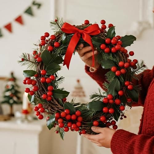 Kanxinr 50Pack Christmas Tree Decorations Artificial Berry Stems Red Berry Picks for Xmas Winter Holiday Home Centerpieces and DIY Flower Arrangements Ornaments view 4