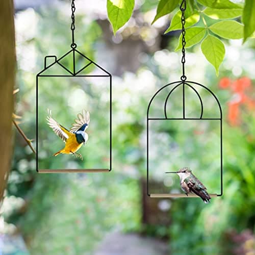 MIXXIDEA 3PK Hummingbird Perch, Hummingbird Swing with Metal Frame, Bird Swing with Wooden Dowel and Hanging Chain,Suitable for Hanging Indoor,Outdoor, Lawn,Patio,Garden view 5