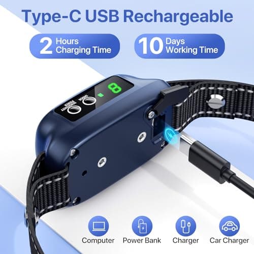 PUMJAG Dog Bark Collar, Automatic Bark Collar with 8 Sensitivity Levels for Large Medium Dogs, Rechargeable Anti Barking Collars with Beep Vibration Modes, Smart Waterproof No Barking Collar-K06 view 6