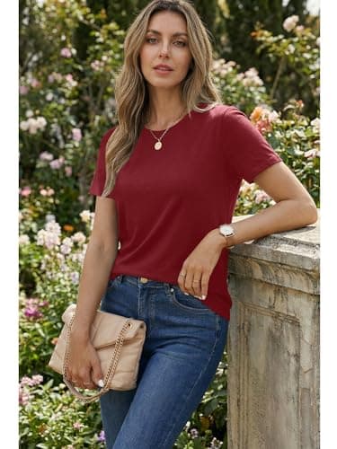 Women's Cotton T-Shirts Short Sleeve Crewneck Basic Solid Color Tee Loose Fit Shirts Breathable Comfy Summer Tops 2026 view 6