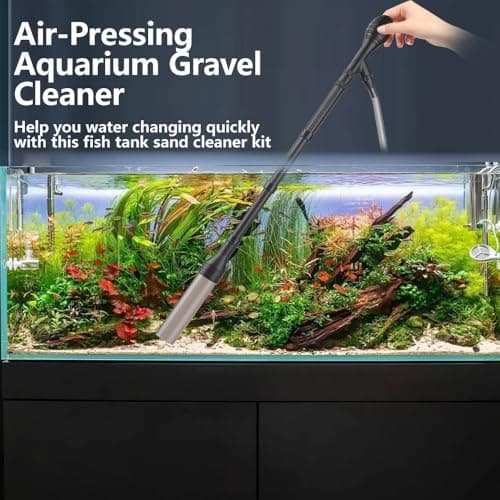 Large Gravel Vacuum for Aquarium, Adjustable Length Manual 256GPH Aquarium Gravel Cleaners, Low Water Level Fish Tank Water Changer with Suction Ball, Use for Fish Tank Cleaning Gravel and Sand view 7