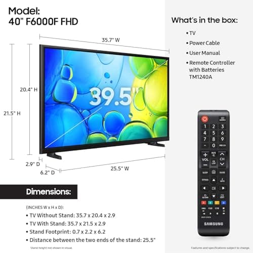 SAMSUNG 40-Inch Class Full HD F6000 Smart TV (2025 Model) HDR, Object Tracking Sound Lite, Knox Security, One UI Tizen, Smart TV view 2