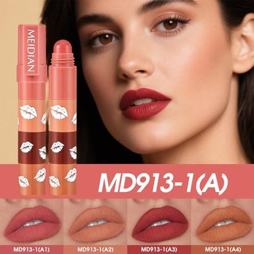ADMD 4-in-1 Velvet Lipstick Pen All-in-One Lipstick, Liner,Balm & Gloss Waterproof,Long-Lasting Matte Lip Crayon with 4 Random Colors view 2