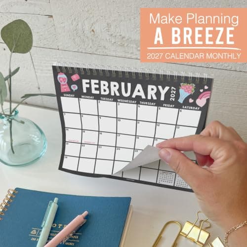 Small Desk Calendar 2027 Standing Flip - 2027 Desk Calendar Small | 18-Month Standing Desks Calendars for Home, Office & School, Mini Desks Calendars, Gifts for Coworkers, Teachers & Students view 6