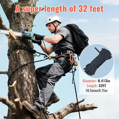 Keepark 10.5mm 1/2 Inch Static Climbing Rope - 32FT to 150FT - 9000lbs Arborist Tree Rope, Heavy Duty Rappelling Rope for Adults & Kids Rock Climbing, Fire Rescue, Escape, Caving, Sailing & Swing view 4