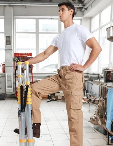 DURAWERK Men's Cargo Pants, Water Resistant Work Pants, Durable Ripstop Tactical Pants, EDC Hiking Pants, Hunting Pants view 3