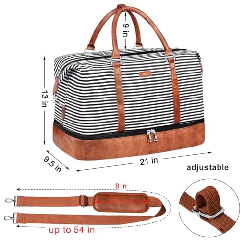 IBFUN Weekender Bags for Women, 21" Travel Duffle Bag with Shoe Compartment | Carry On Overnight Large Duffel Bag with Crossbody Bag and Toiletry Bag for Weekend Travel Gym Hospital Business Trip view 6