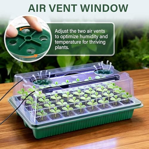 Seed Starter Tray with Grow Light, 2 Pack - 80 Cells Indoor Seeding Kit with Adjustable Humidity Dome, 10 Brightness Levels & Timer & Soil Hygrometer & Seedling Tools, All-in-readiness Seeding Kit view 4