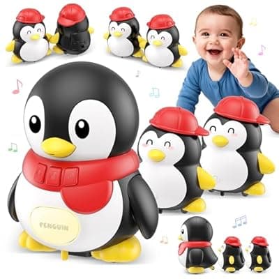 Baby Toys 6-12 Months Musical Dancing Talking Penguin Tummy Time Toys Set Mama and Babys, Light Up Crawling Repeating Words Interaction Newborn Infant Toddler Toys Birthday Easter Gifts for Kids