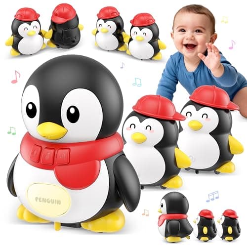 Baby Toys 6-12 Months Musical Dancing Talking Penguin Tummy Time Toys Set Mama and Babys, Light Up Crawling Repeating Words Interaction Newborn Infant Toddler Toys Birthday Easter Gifts for Kids — image 1