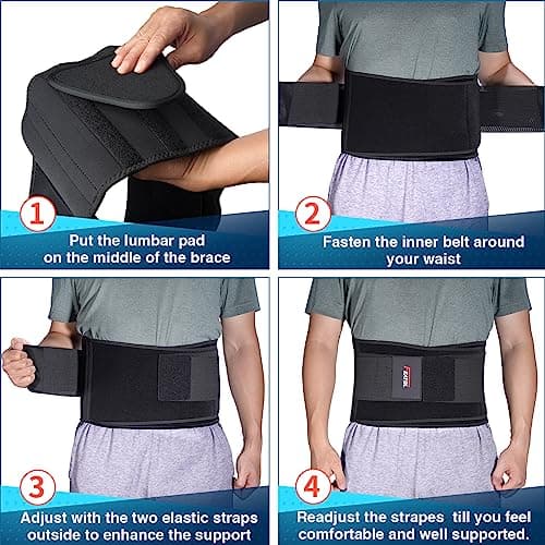 FEATOL Back Brace Support Belt-Lumbar Support Back Brace for Back Pain, Sciatica, Scoliosis, Herniated Disc Adjustable Support Straps-Lower Back Brace with Removable Lumbar Pad for Men & Women view 6