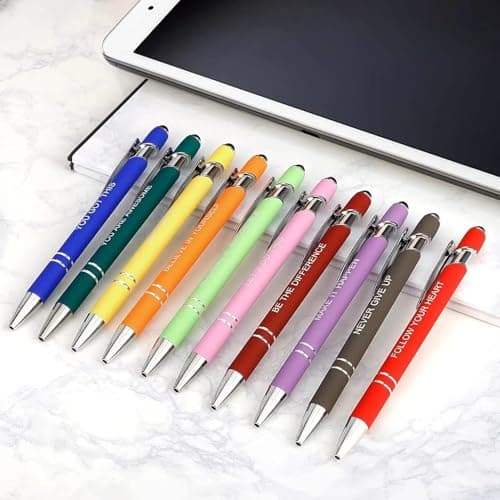 Greengines 10 Pcs Inspirational Pens - Motivational Ballpoint Pens Bulk with quotes Stylus Tip Gifts for School Coworkers Office Supplies Black Ink view 6