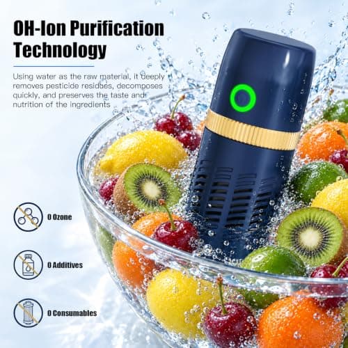 PurePod Produce Cleaner:Wireless Portable Fruit Washer & Rechargeable Fruit Cleaner with OH-ion Purification Technology, IPX7 Waterproof, Charging for Cleaning Fruits, Vegetables and Daily Food view 4